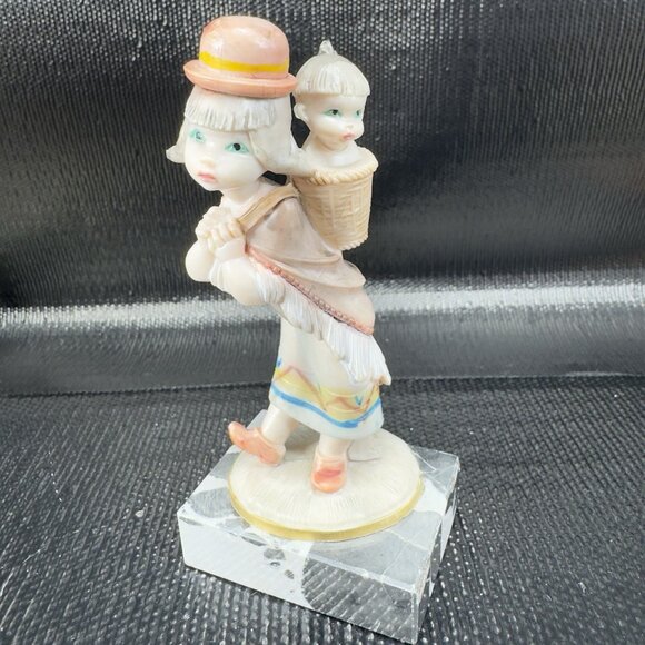 Simonelli Fontanini Carrara Marble Base Depose Italy Figurine Native Girl W Baby - Picture 9 of 10